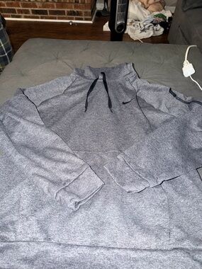 Nike Gray Heather Pullover Hoodie with Drawstring